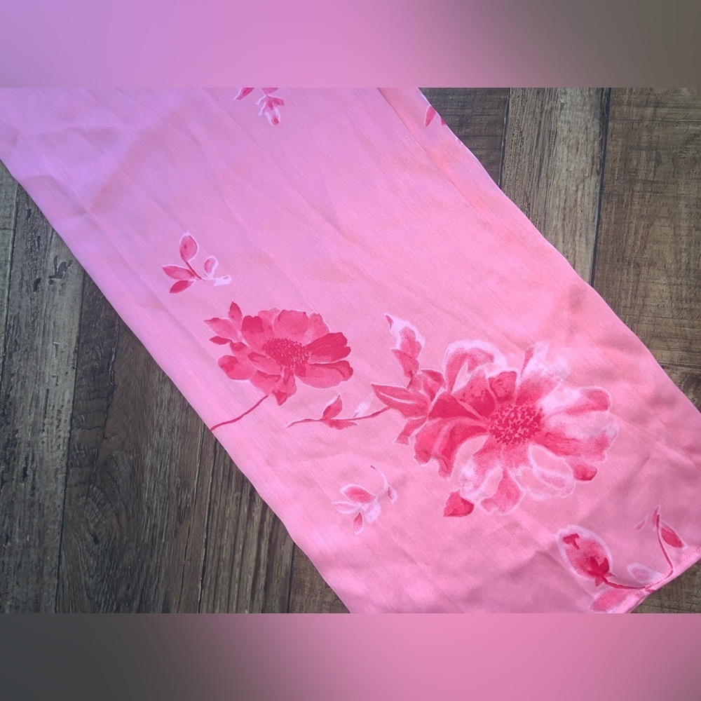 Y2K pink floral Natori pants Xs $140 boho vintage spring classic satin boho - Picture 3 of 5